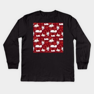Christmas westies red pattern Kids Long Sleeve T-Shirt